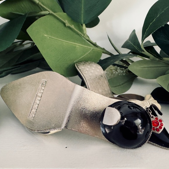 PartyLite 2 Shoe Tealight Holder Enamel Cast Metal Austrian Crystal 5.5"Wx1.5" - Picture 11 of 11